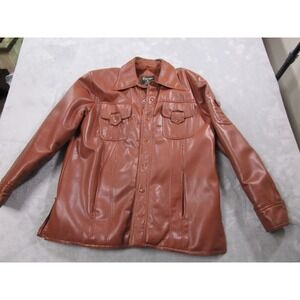 Vintage Tuscany Sportswear Jacket Mens Large Brown Faux Leather Sherpa Lined